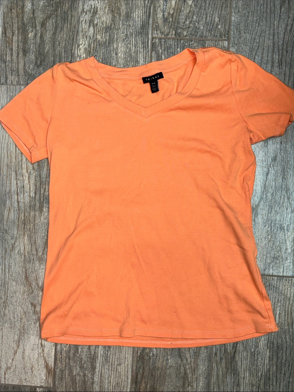 Tribal Coral-Orange V-Neck Short Sleeve Tee